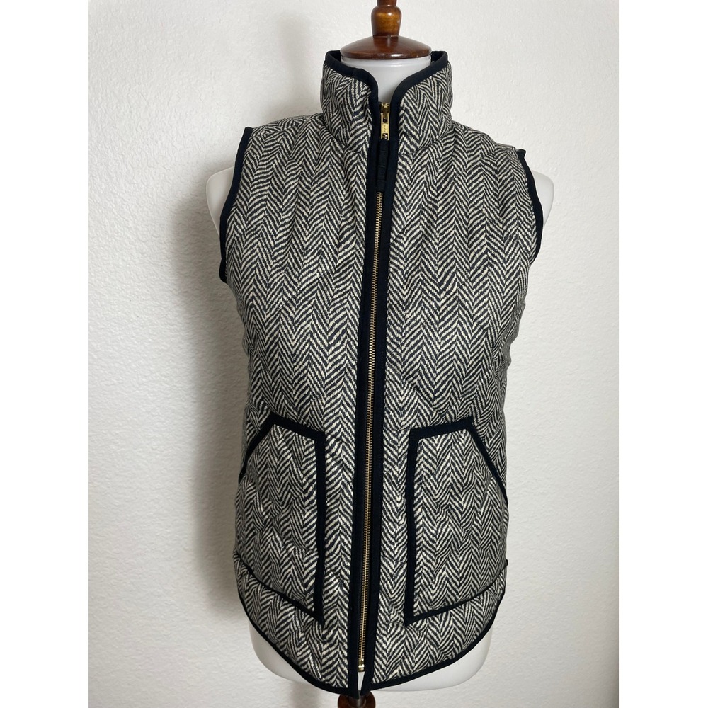J.Crew Excursion Puffer Vest Women XXS Herringbone Quilted Layering Outdoors